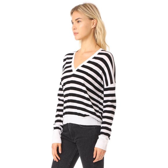 Rag & Bone/JEAN Bevan Striped V Neck Sweater - Picture 3 of 10